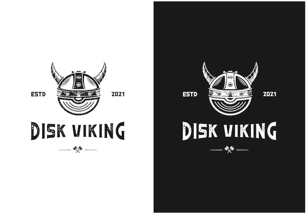 Vector viking helm en cassette abstract logo ontwerp premium vector