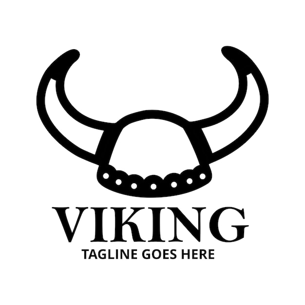 Viking Helmet line icon logo Vikings Head Armor design template vector Illustration