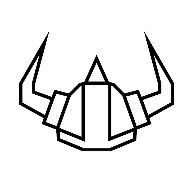 Viking Helmet line icon logo Vikings Head Armor design template vector Illustration