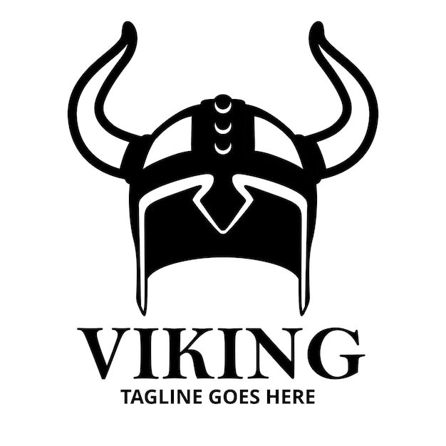 ヴァイキングのヘルメット ライン アイコン ロゴ バイキング のヘッド アーム デザイン テンプレート ベクトル イラスト