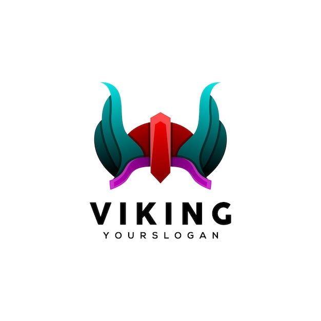 Viking helmet logo design vector
