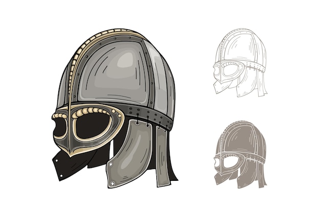 Viking helmet, vector illustration isolated on a white background