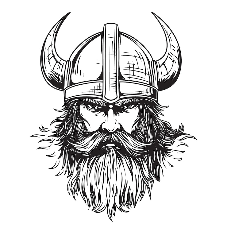 Vector viking in a helmet