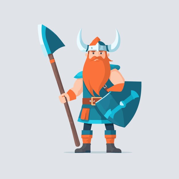 Viking holding an axe vector on white background