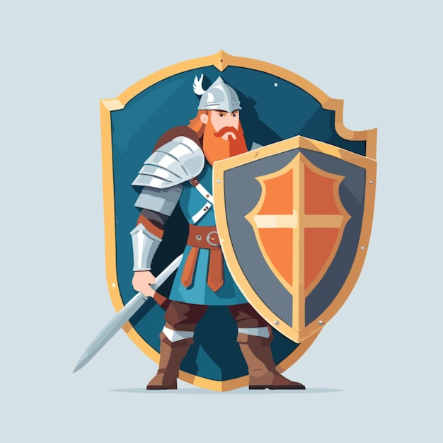 viking holding shield vector on white background