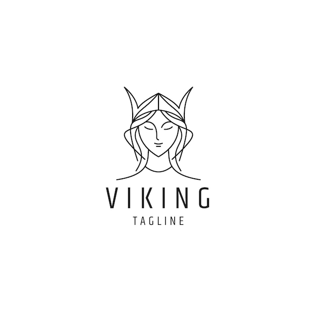 Viking hoofd lijn logo pictogram ontwerp sjabloon platte vector