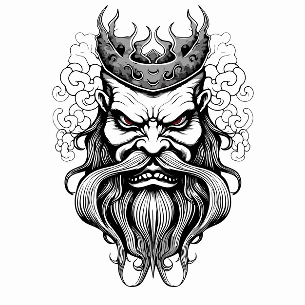 Vector viking king tattoo