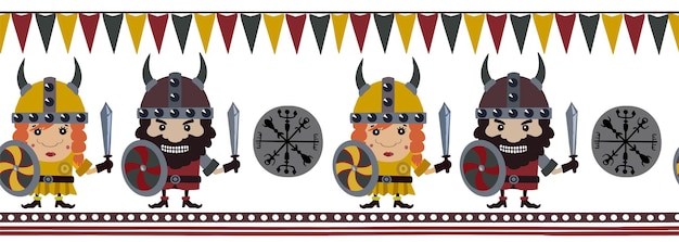 Vector viking line pattern. full color. fabric, textile illustration