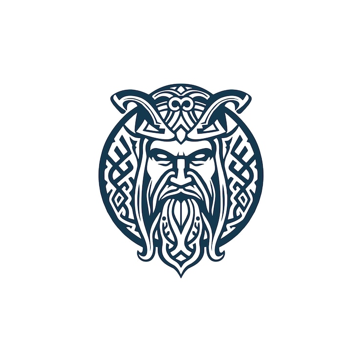 Vector viking logo lines on white background