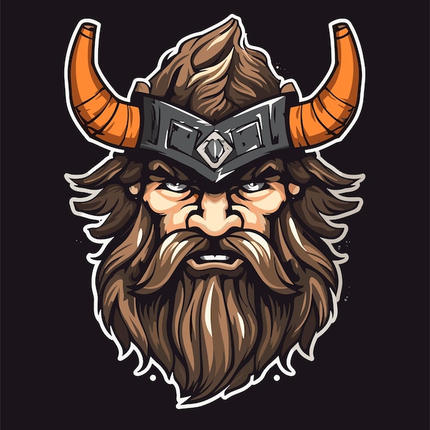 Vector viking logo mascotte illustratie gezicht vector illustratie sjabloon