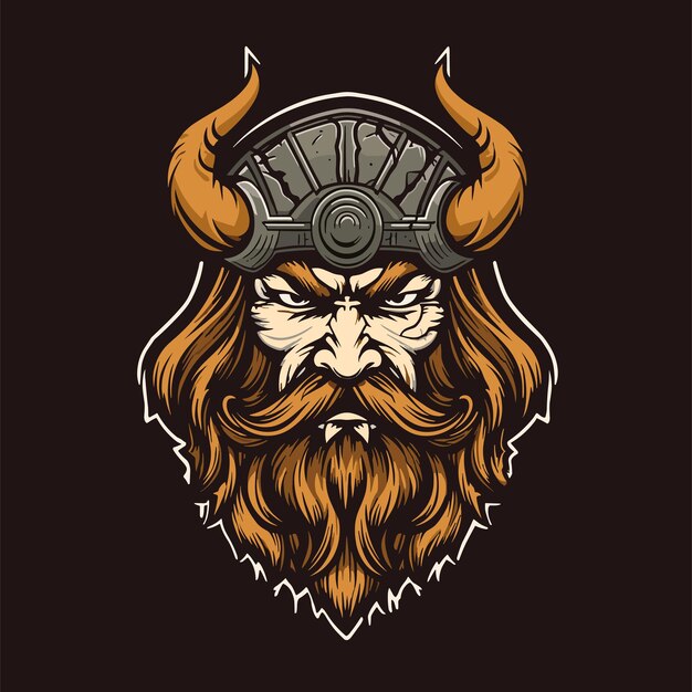 Vector viking logo ontwerp gezicht vector illustratie sjabloon