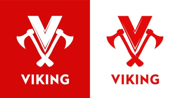 ベクトル 赤でバイキングのロゴ スタイルのベクトル紋章