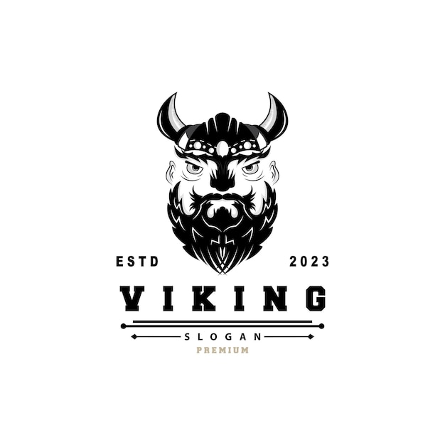 Логотип викингов Векторная иллюстрация Бога викингов Простой варвар Спарта Вдохновение Дизайн Темплет Иллюстрация