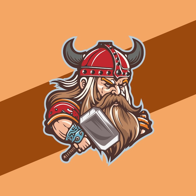 Viking man met helm assen Armor illustratie esports mascotte illustratie voor mascotte sport logo