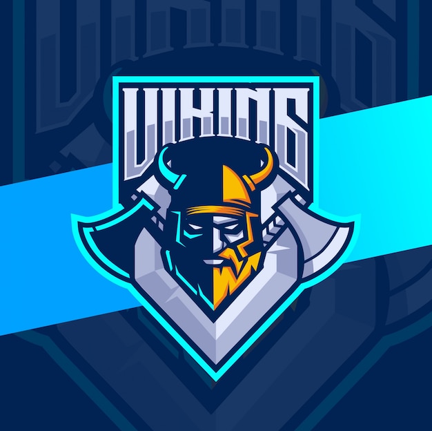 Vector viking mascot esport logo design