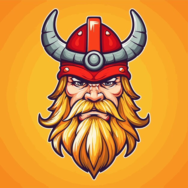 Viking mascot logo illustration red and yellow design