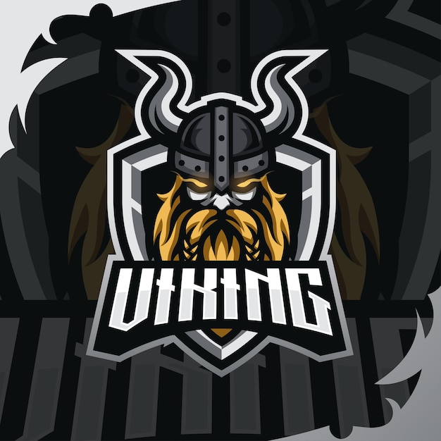 Viking mascot logo template premium vector