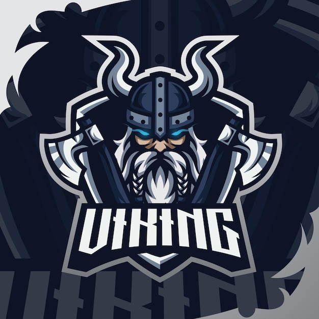 Viking mascot logo template Premium Vector