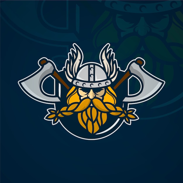 Modello di logo della mascotte di viking