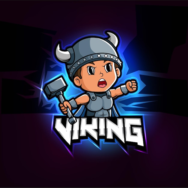 Viking mascotte esport logo ontwerp