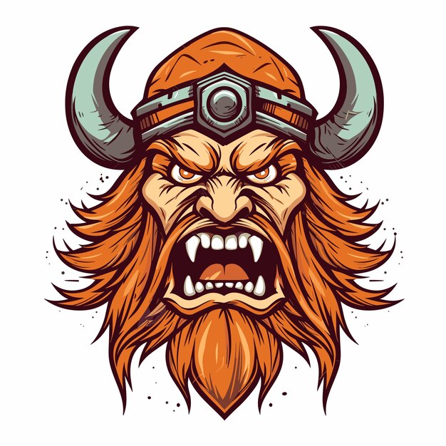 Vector viking mascotte illustratie ontwerp geïsoleerd op witte achtergrond