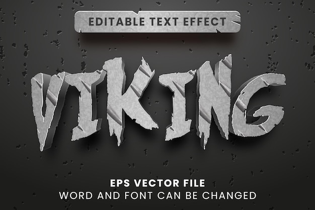 Vector viking metallic grunge text effect