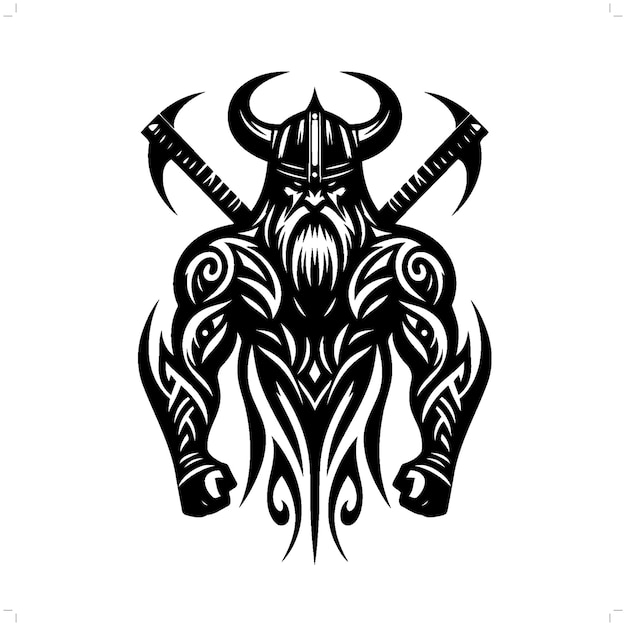 Vettore viking in moderno tatuaggio tribale astratto linea arte delle persone contorno minimalista vettore