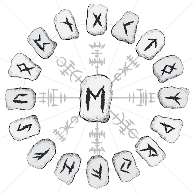 Viking runen witte cirkel stenen set