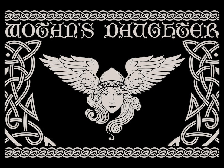 Vector viking scandinavian design valkyrie in a winged helmet image of valkyrie a woman warrior from scandinavian mythology