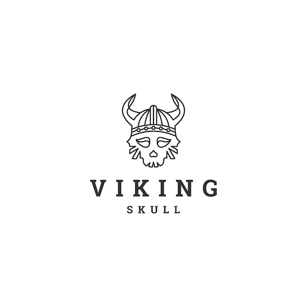 Viking schedel lijn kunst logo pictogram ontwerpsjabloon