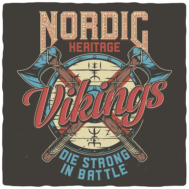 Vector viking shield and axes