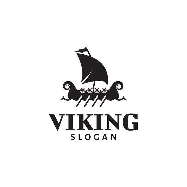 Vettore modello di progettazione del logo della nave vichinga