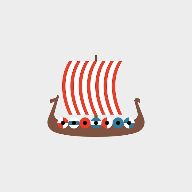 Viking ship. Vector illustration in a flat style.