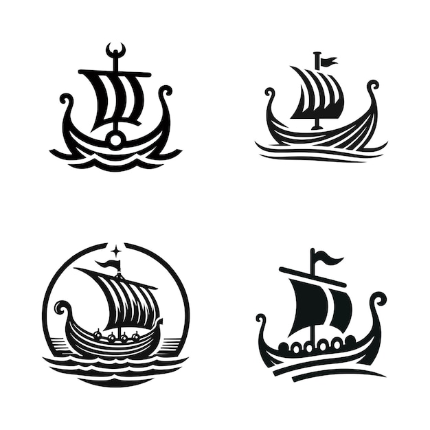 Viking Ship vector illustration Vintage sailboat logo design