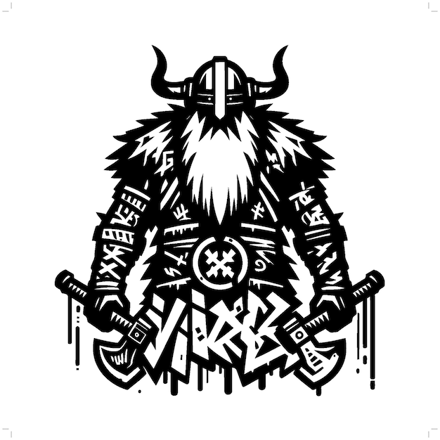 Vector viking silhouette people in graffiti tag hip hop street art typography illustration