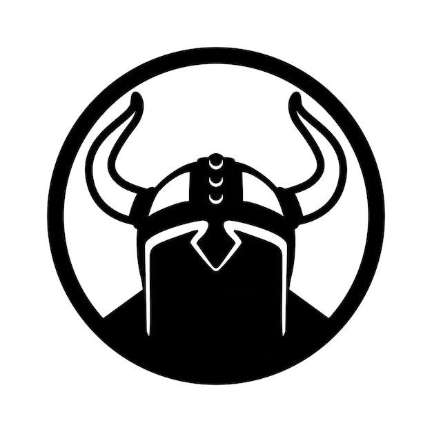 Viking silhouette round icon logo Vikings head helmet design template vector Illustration