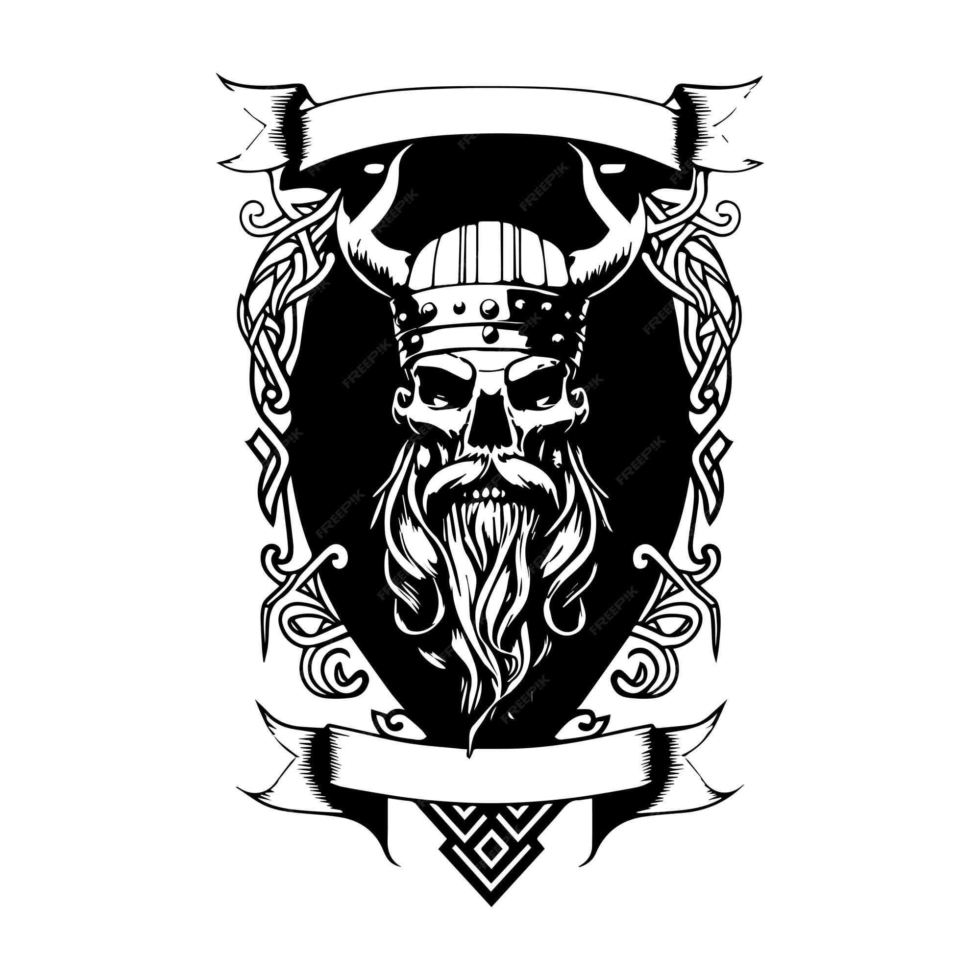 Premium Vector  Warrior skull, t shirt , hand drawn line style