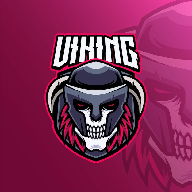 Viking Skull Mascot Logo Премиальное членство Шаблон