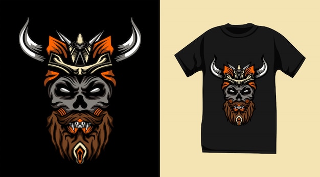 Viking skull monster t-shirt design  