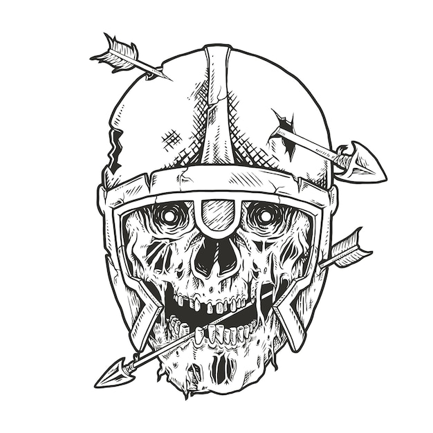 Vector viking skull pierced of arrow