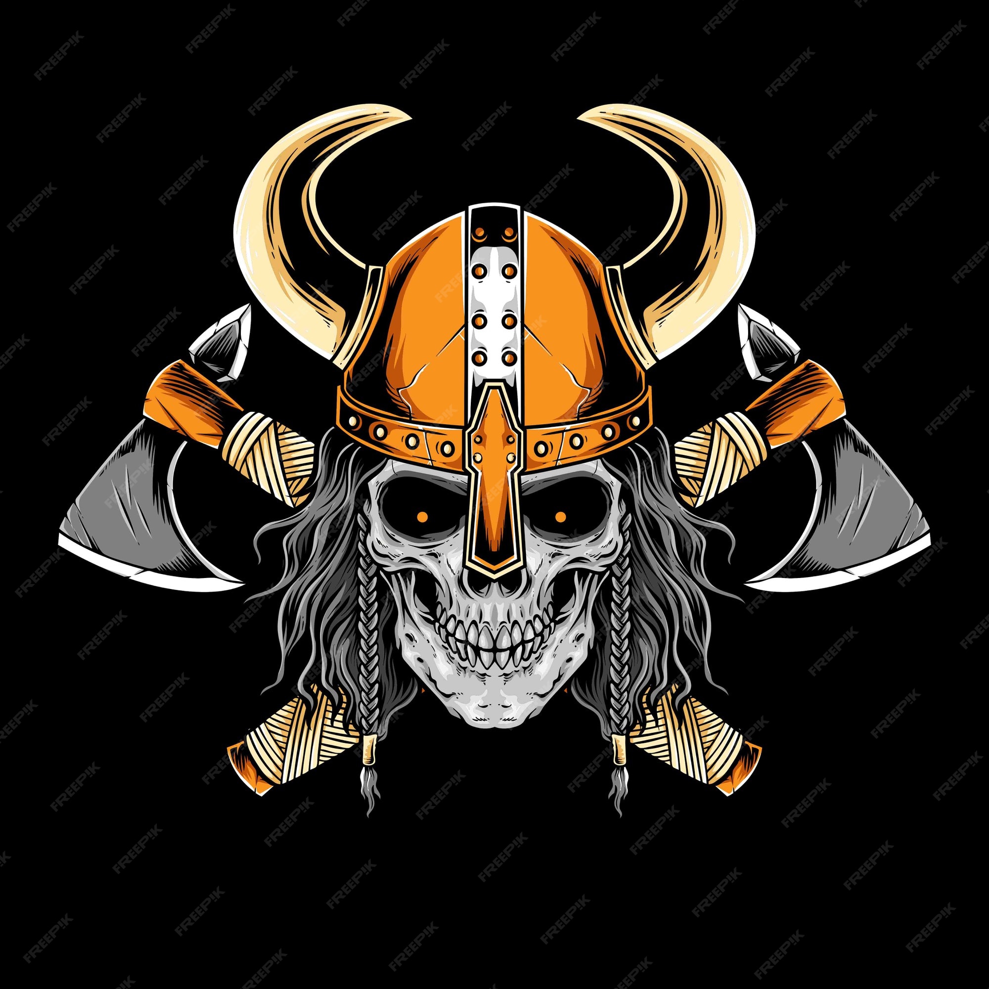 Premium Vector | Viking skull with armor vector artwork