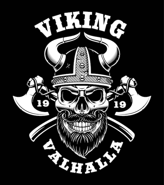 Premium Vector | Viking skull with axes, nordic warrior. illustration ...