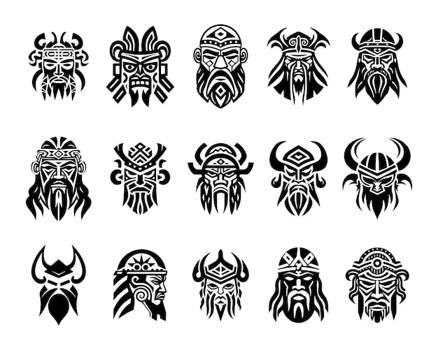 Premium Vector | Viking tattoo designs collection