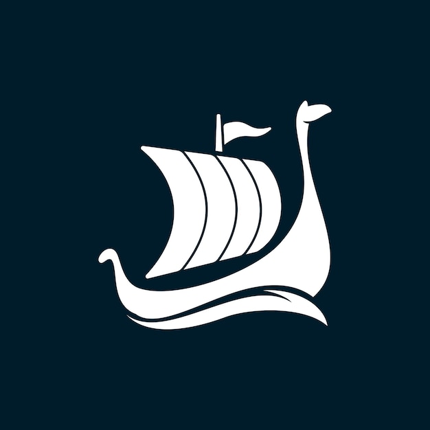 Vector viking valhalla boat logo design