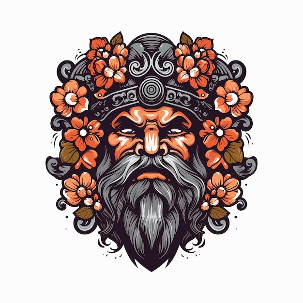 Viking warrior handdrawn logo design illustration