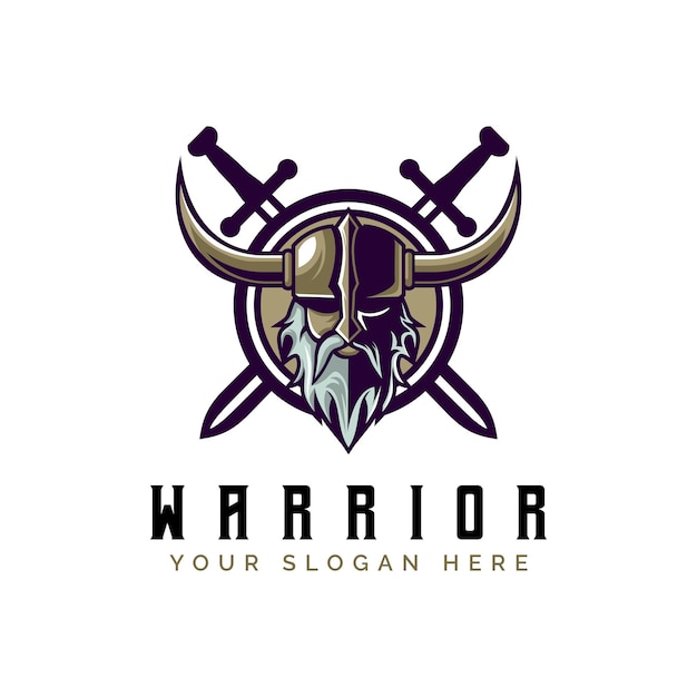 Viking warrior man logo icona simbolo modello vintage per etichette, emblemi, badge o modello di progettazione