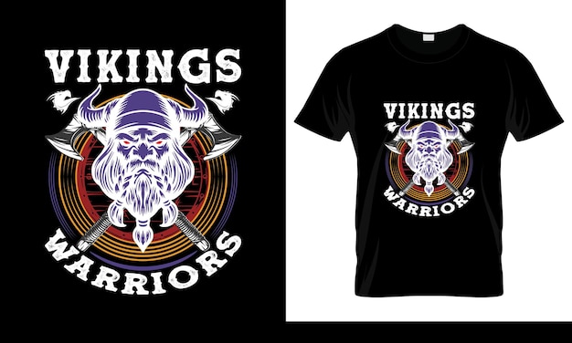 Vector viking warrior skull t shirt design