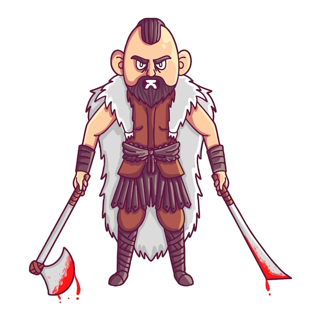 Vector viking warrior with big swords