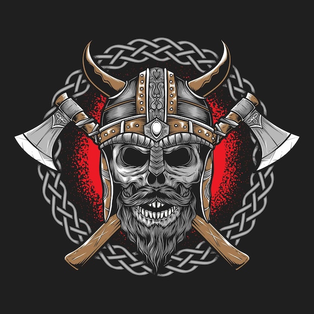 Viking with axe isolated on grey