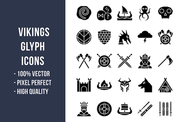 Vector vikings glyph icons